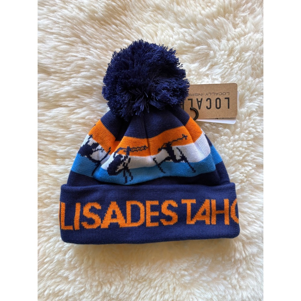 Locale Outdoor Palisades Tahoe Beanie Navy Orange Pom Pom Ski Hat NWT GRNDSR